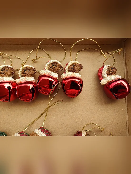 Vintage Boyds Bears Jingle Bell Bears Christmas Ornaments Lot Of (15) Green Red - Picture 3 of 7